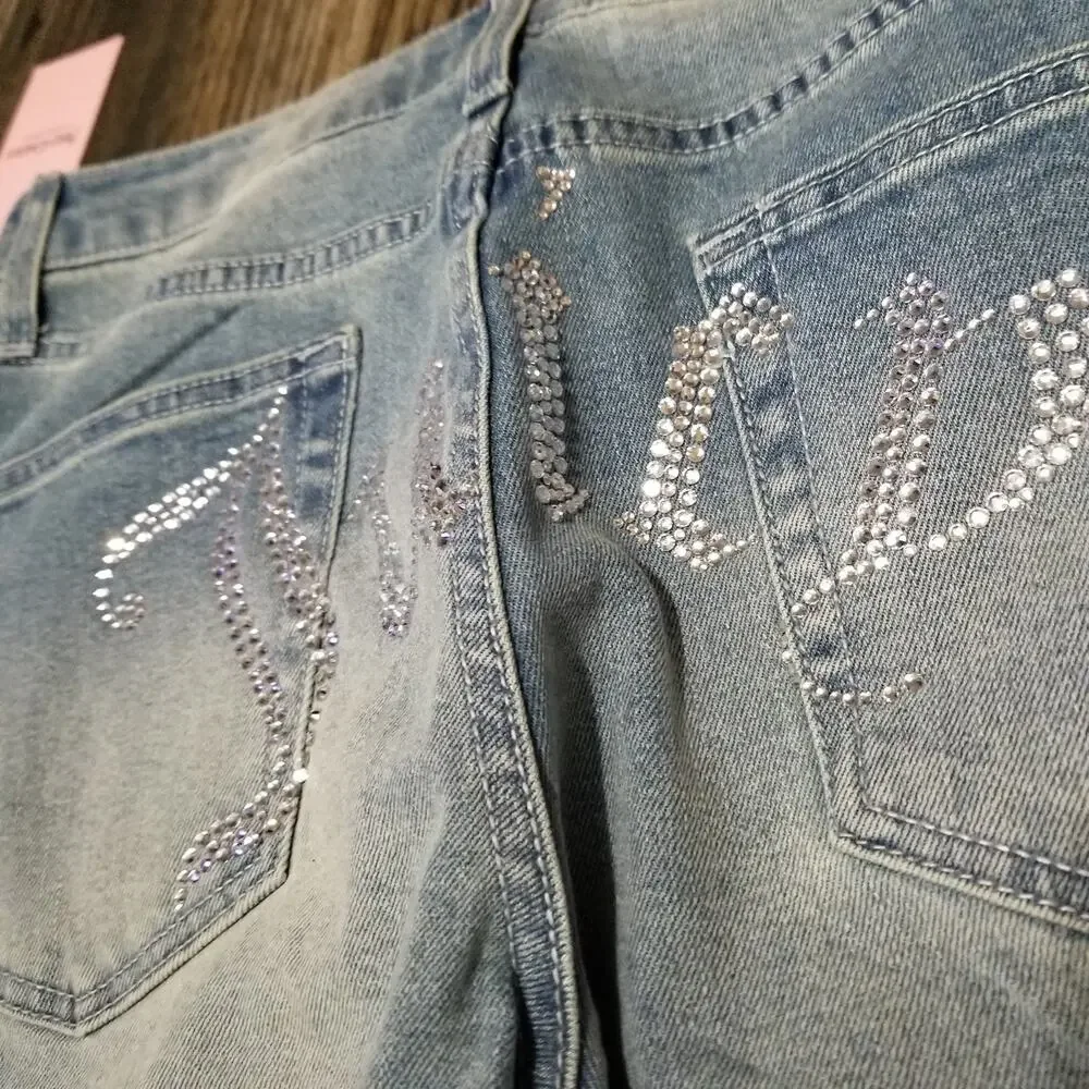 Juicy Couture Jeans 11/30‎ Stretch Y2K Bedazzled Juicy Wide Leg NEW